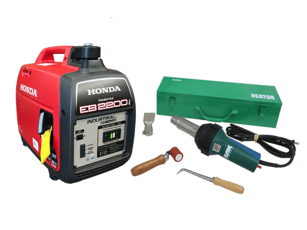 RiOn Portable Repair Kit EB2200i - roofing equipment kit including generator, heat gun nozzle, and other heat gun accessories