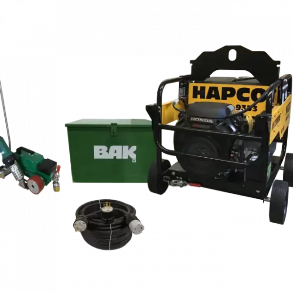 BAK Roofon Deluxe Kit 12KW 6600132DKL100 - roofing equipment kit including generator, metal bo, and extra cable.